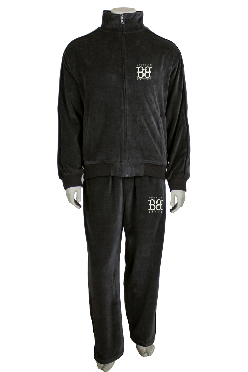 Brooklyn Brand Sweatsuit Velour Zippered Jacket and Pants Pocket