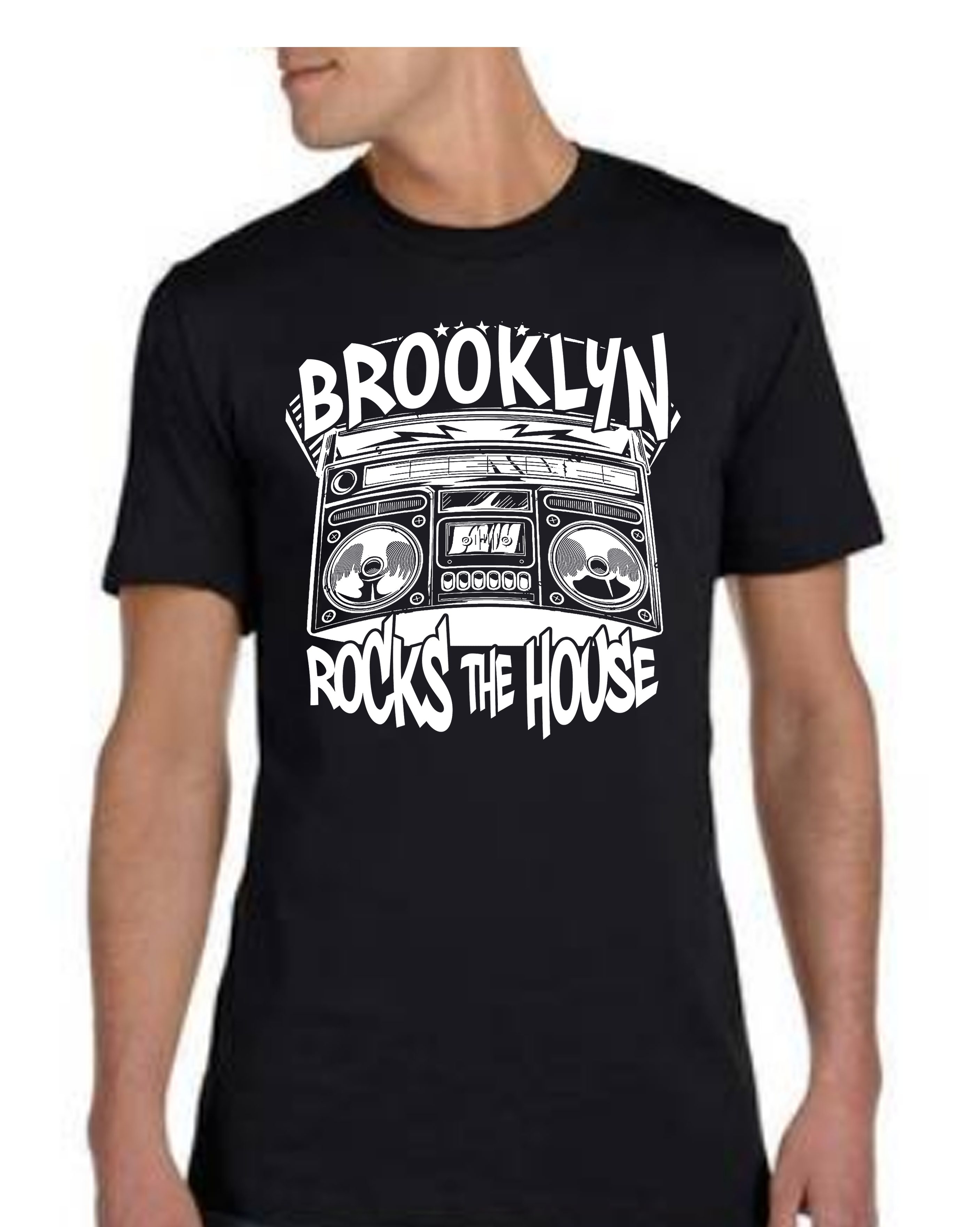 Brooklyn Rocks The House Tee (Black) White Ink