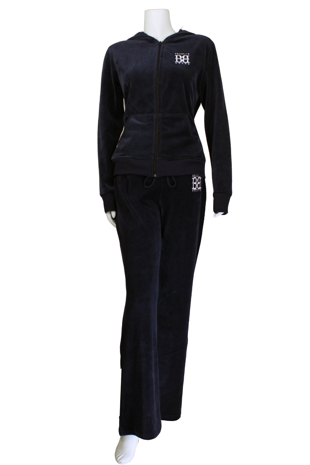 Brooklyn Brand Sweatsuit Velour Woman's Zippered Jacket and Pants Pockets