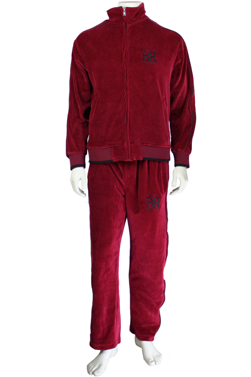 Brooklyn Brand Sweatsuit Velour Zippered Jacket and Pants Pocket