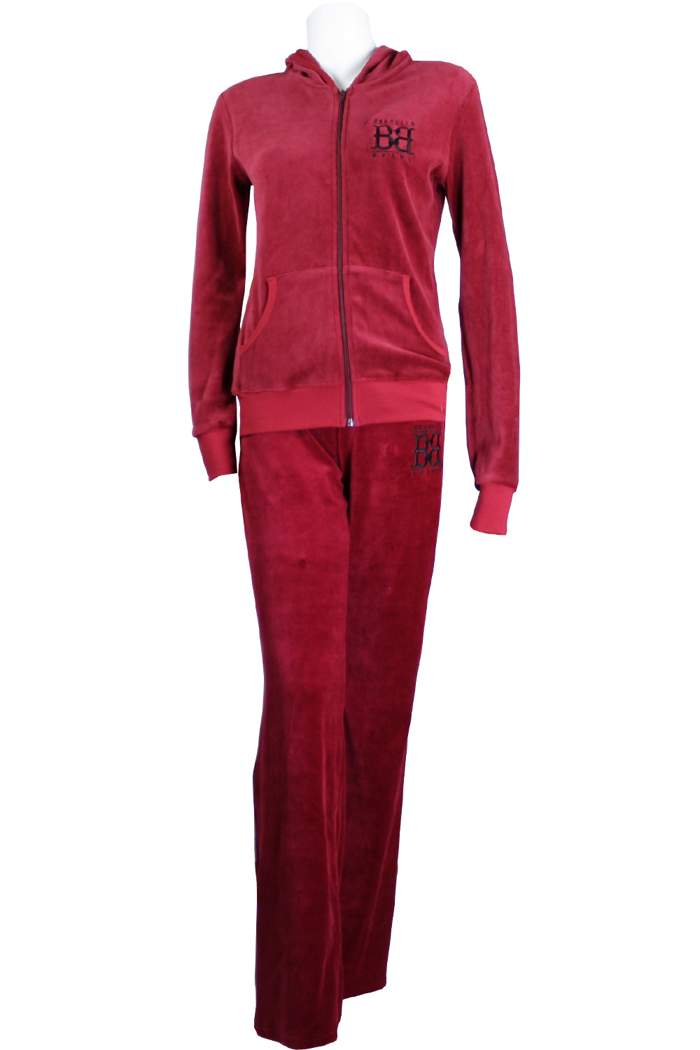 Brooklyn Brand Sweatsuit Velour Woman's Zippered Jacket and Pants Pockets