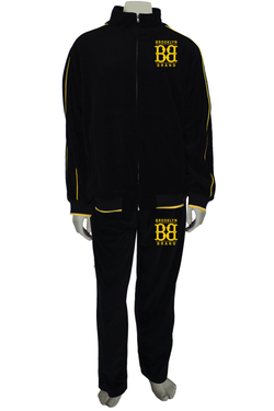 Brooklyn Brand Sweatsuit Black Velour (Yellow trim) Zippered
